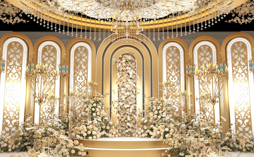 大理香槟色调婚礼堂效果展示